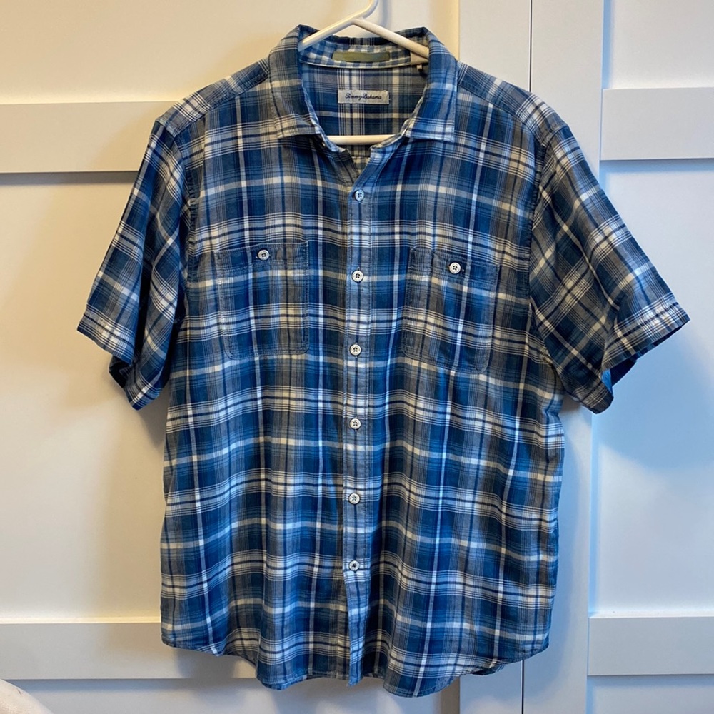 Tommy Bahama madras cotton plaid shirt